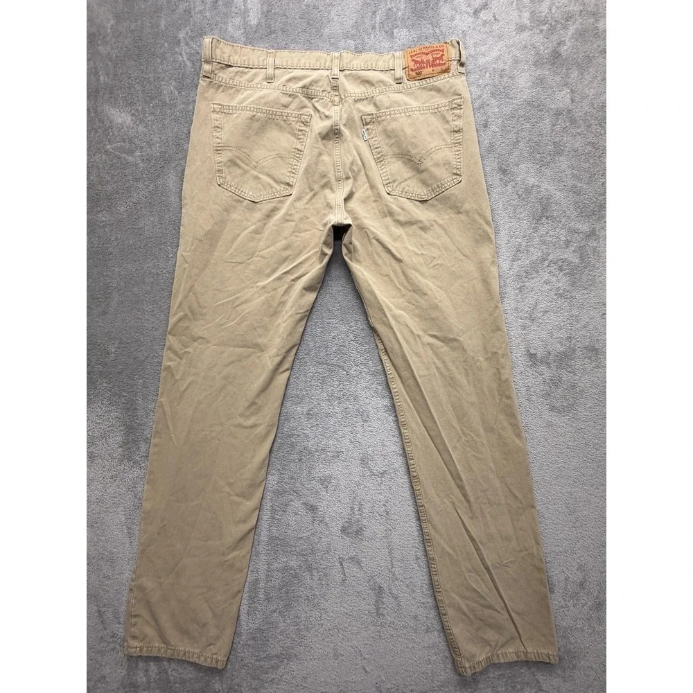 Levis 502 Jeans Mens Measured 39x34 Beige Tapered Stretch Denim‎ Zip Fly